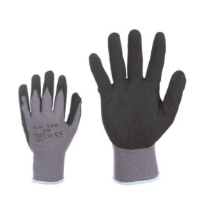 Gloves, nylon, rough nitrile coating on the palm
