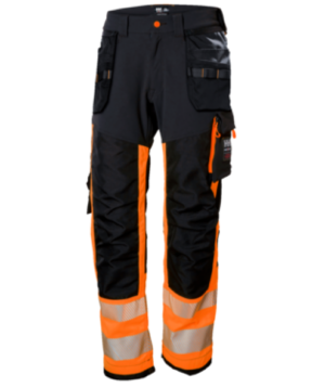 Helly Hansen ICU HI-VIS Class 1 trousers with detachable holster pockets, orange