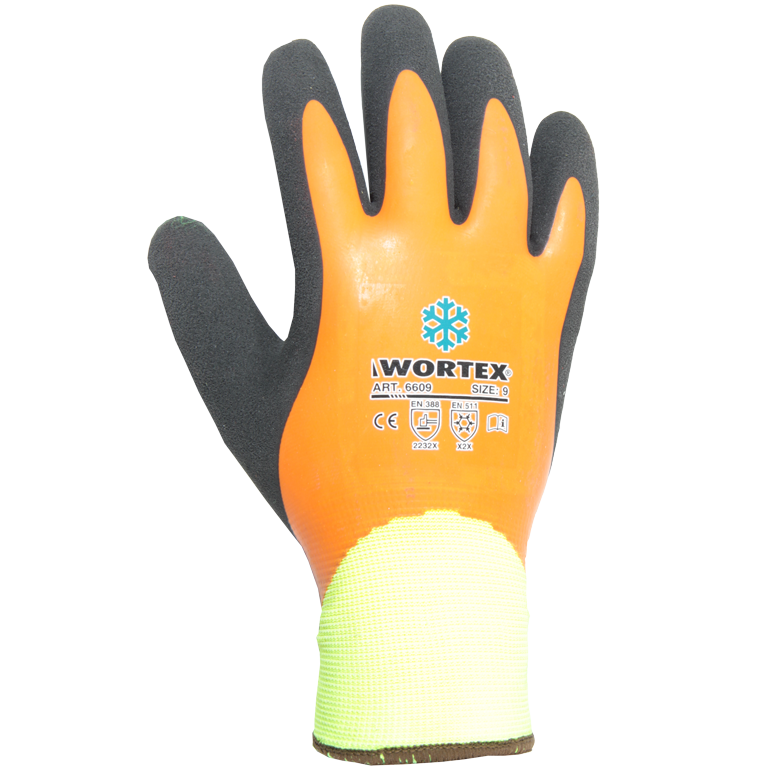 Wortex waterproof winter gloves with double latex coating and lining