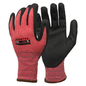 Glove, WORTEX red with foamed nitrile coating