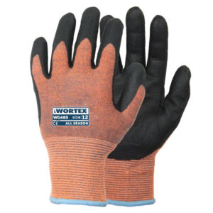 WORTEX WG485 nitrile-coated work gloves, black/orange