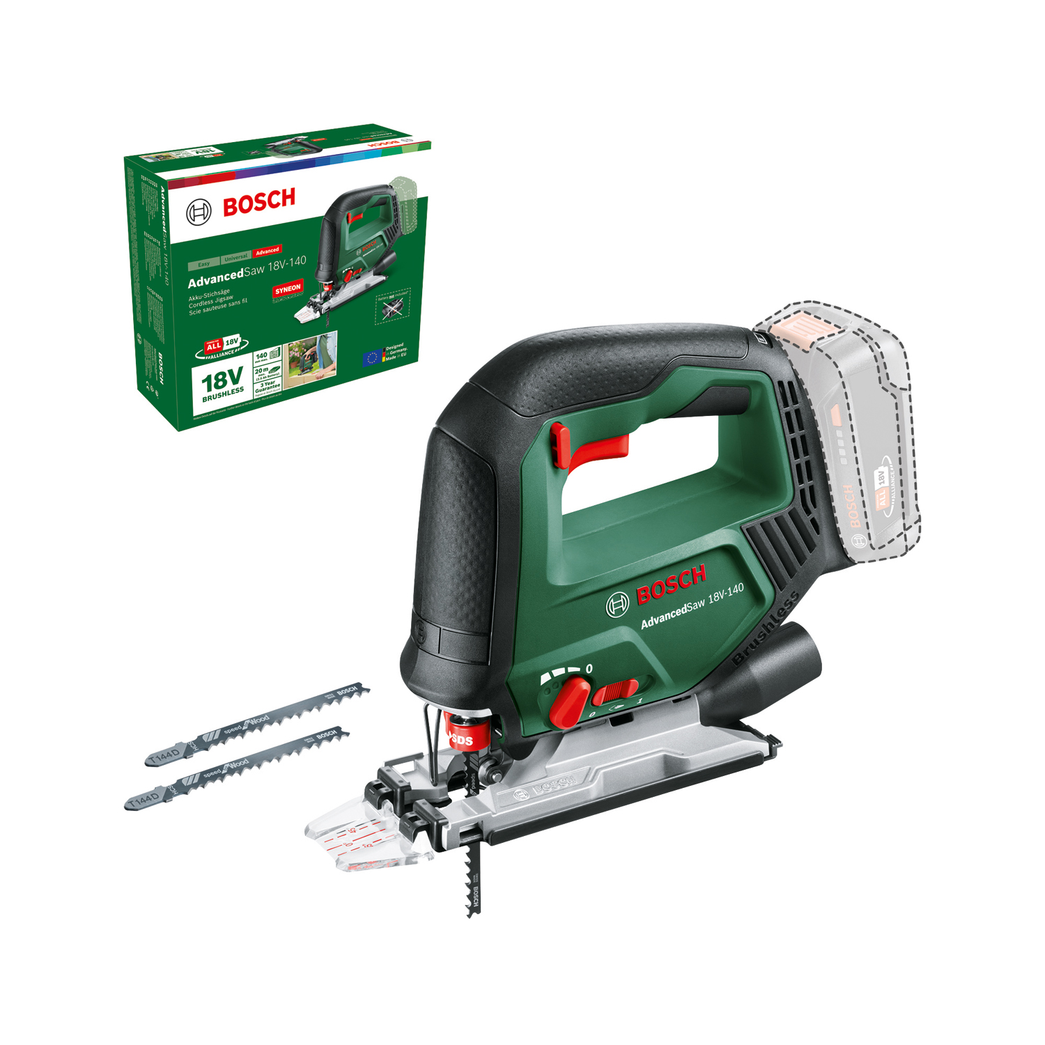 Cordless Jigsaw Bosch Green AdvancedSaw 18V-140