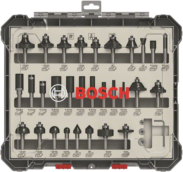 Bosch PRO Router Bit Mixed Set, Shank 1/4″, 30 pcs