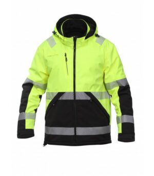 BoSafety ATLANTA Hi-Vis hooded softshell winter jacket, yellow/black