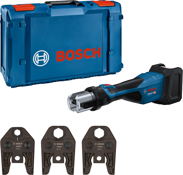Cordless Press Tool Bosch GPT 18V-32, Kit SV- 15/22/28, -XL, SOLO, L-BOXX