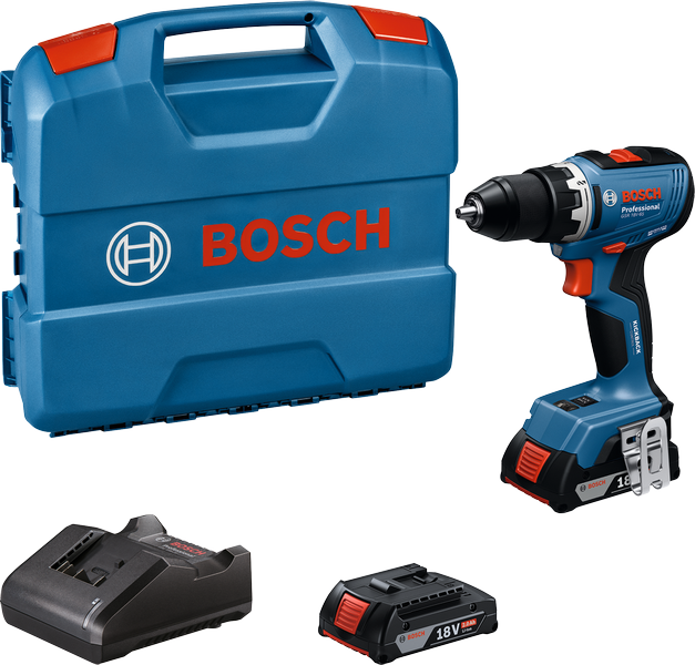 Cordless drill driver Bosch GSR 18V-65, GAL 18V-20, L-Case, 2x2.0Ah