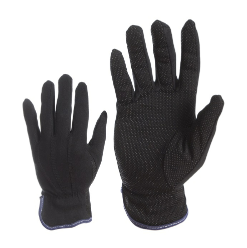 Work gloves made of cotton fabric with PVC micro rubber dots on the palm, black