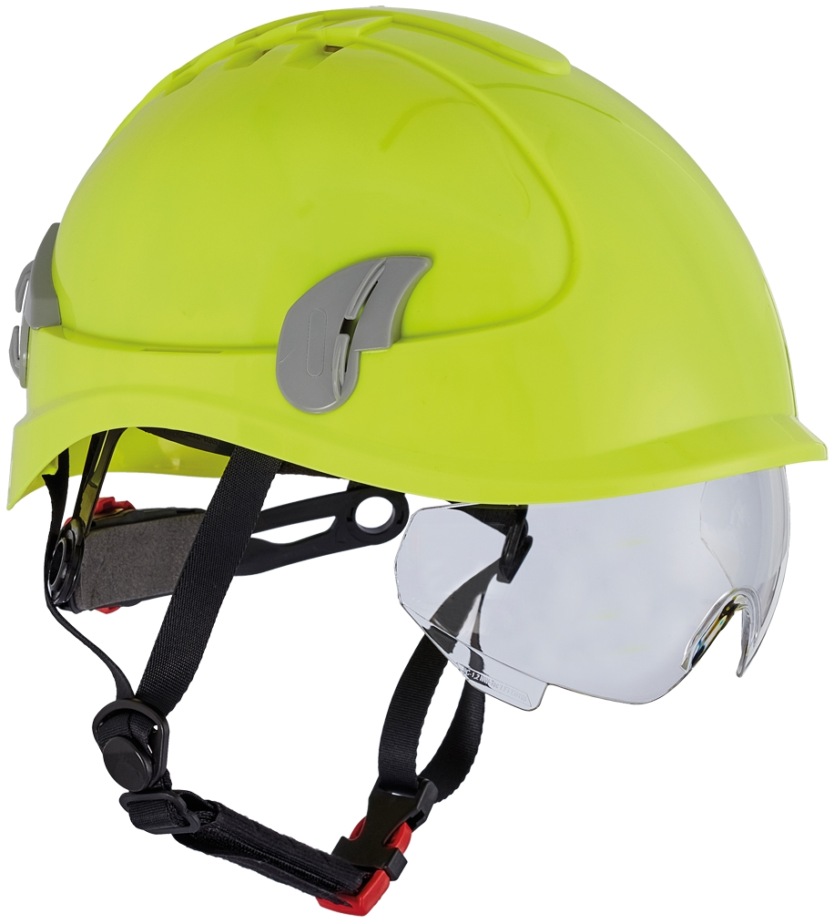 Cerva Alpinworker safety helmet with glasses neon yellow
