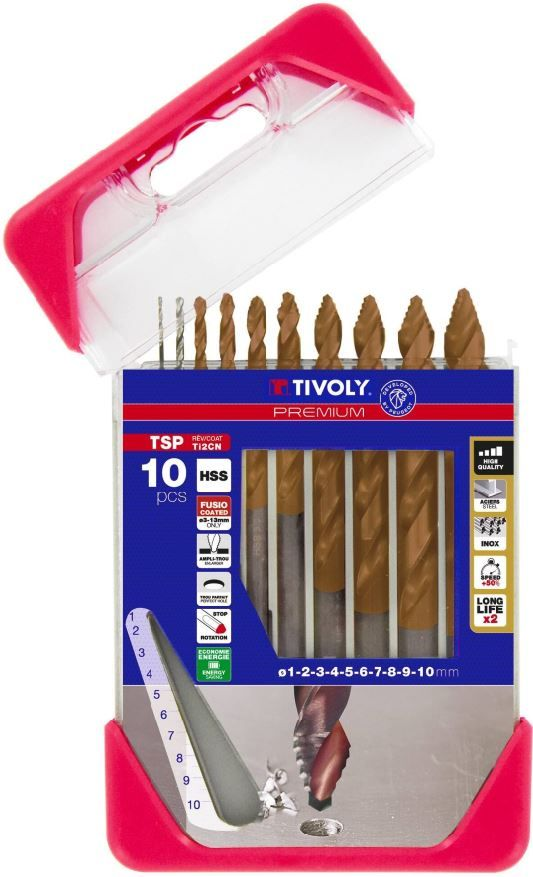 Tivoli HSS Smart Point Ti2CN Fusio 10 partial drill set Ø1-10 mm