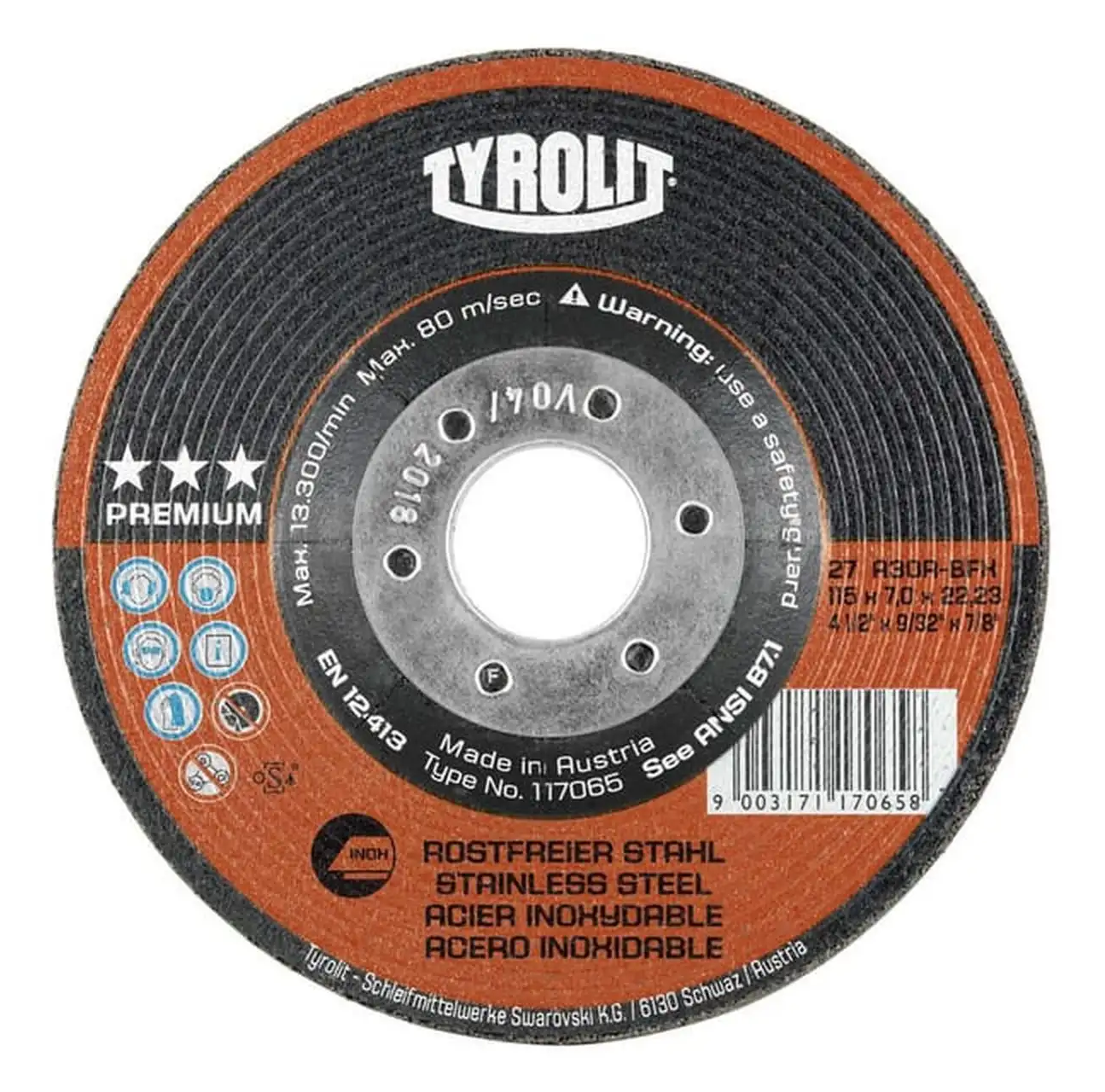 Tyrolit Premium lihvketas roostevabale terasele 27*** 125x7x22,2 A30 R BFX