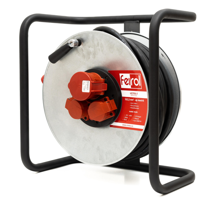 400 V metal cable drum HO7RN-F5G 2.5 - 40m 2x 230V and 1x400V