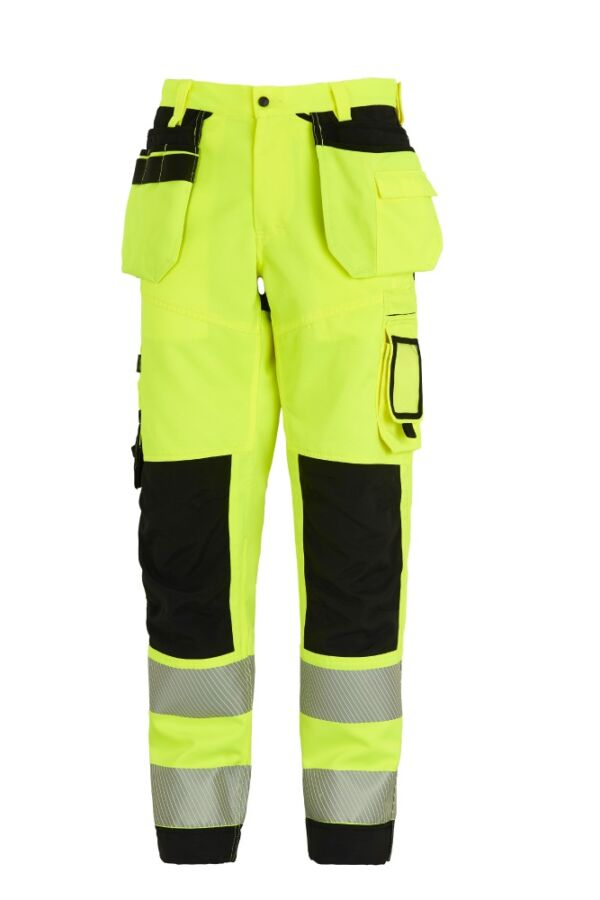 Gesto stretch pants with hanging pockets, class 2 with yellow/black