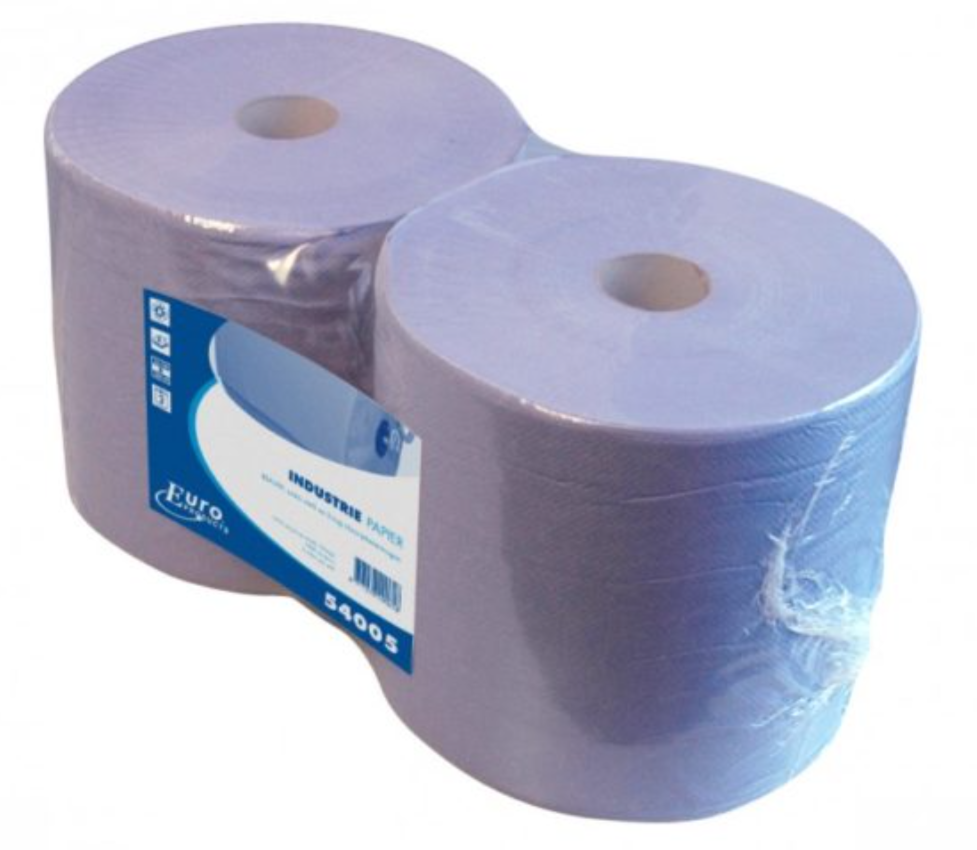 Euro roll towel, blue mixed fiber 380m, double 26 cm wide