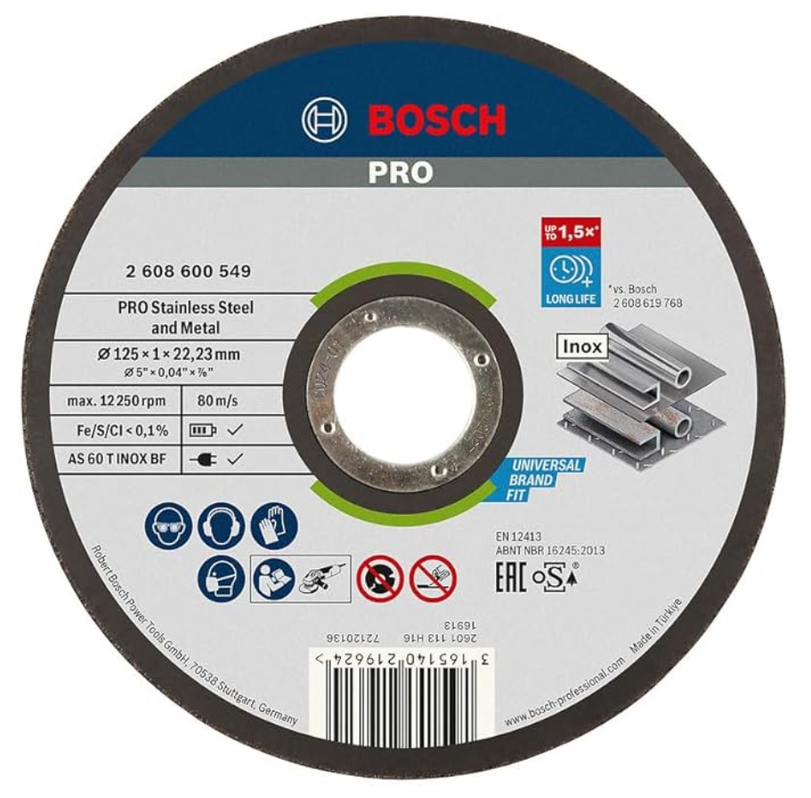 Bosch metallilõikeketas Rapido Ø 125 x 22,2 x 1 mm, INOX 100 tk