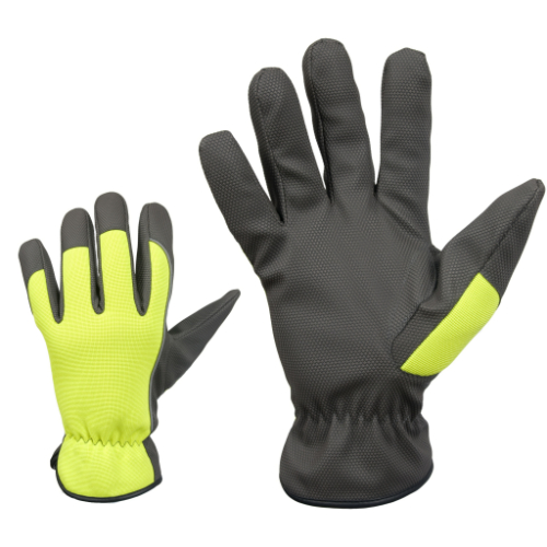 Water-repellent synthetic leather work gloves in sizes 7-11