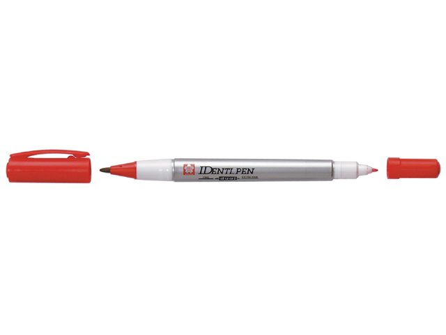 Quality marker Identi-Pen, with 2 ends, 0.4mm and 1.0mm, STR, red