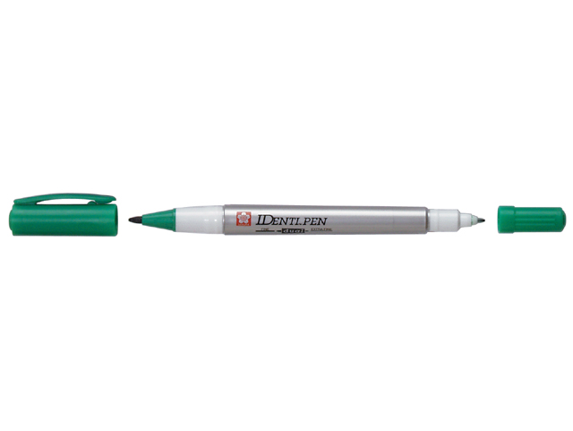Quality marker Identi-Pen, 2-ended, 0.4mm and 1.0mm, STR, green