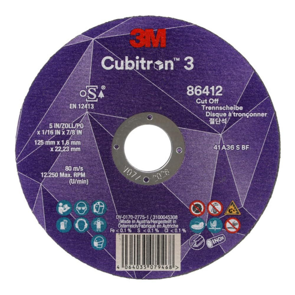 3M Cubitron™ 3 ceramic cutting disc T41, 125x1.0x22.23mm