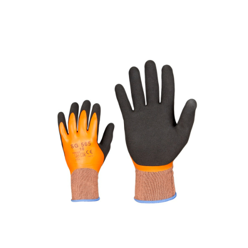 Waterproof double latex coated work gloves
