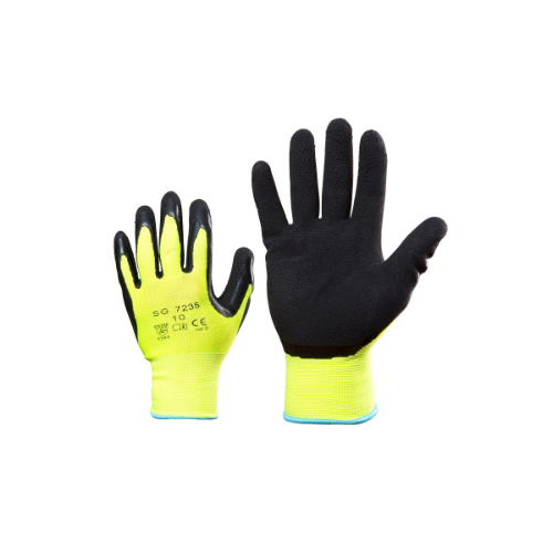 HIVIS polyester gloves latex palm