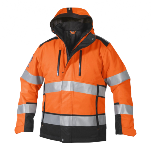 Björnkläder winter jacket with hood, orange/black