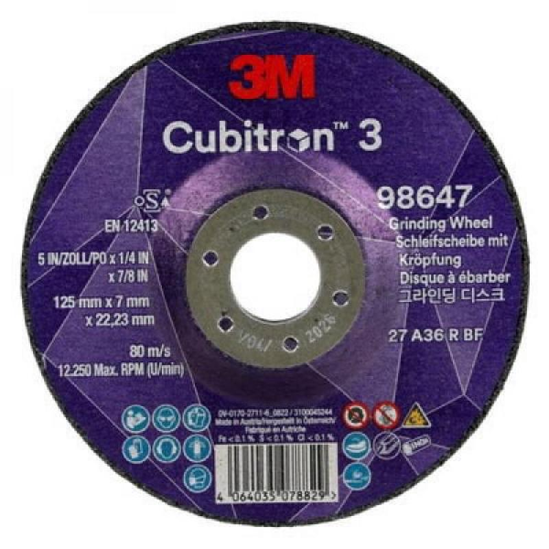 3M Cubitron™ 3 T27 ceramic grinding wheel 125x7x22.23mm