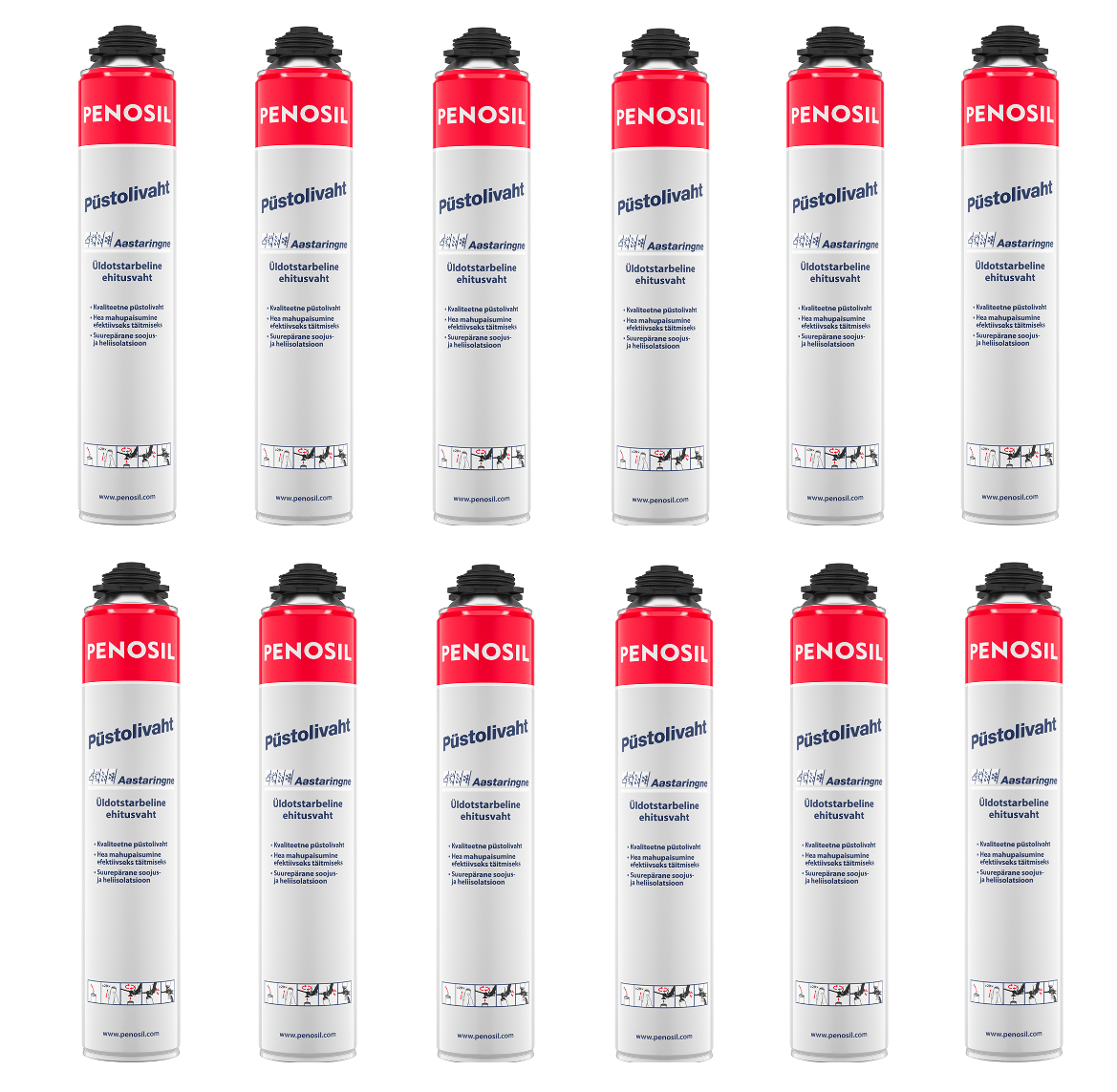 Penosil light yellow year-round gun foam -10 degrees, 750 ml 12 pcs in a box