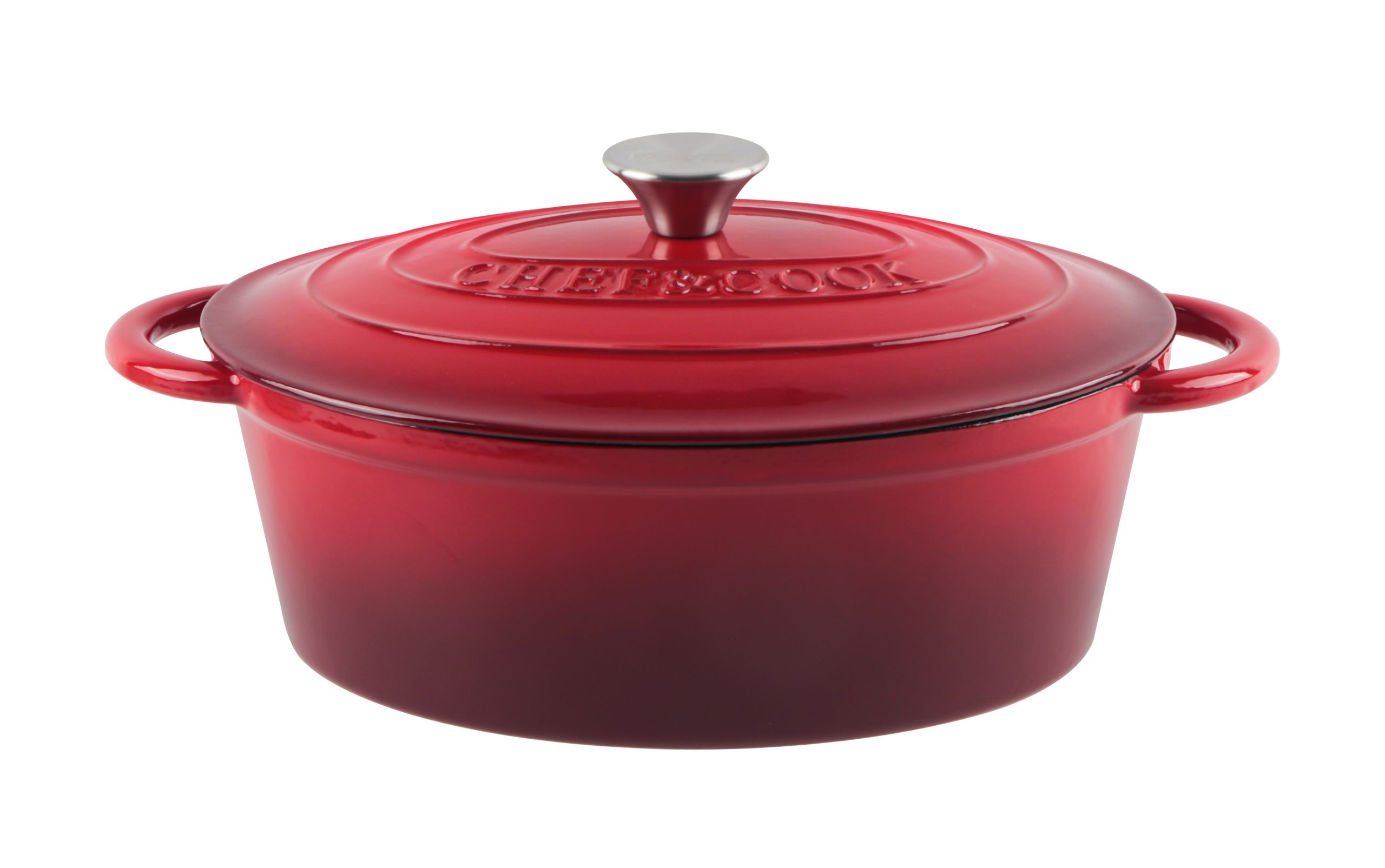 Chef & Cook oval cast iron pot with lid 4.2L