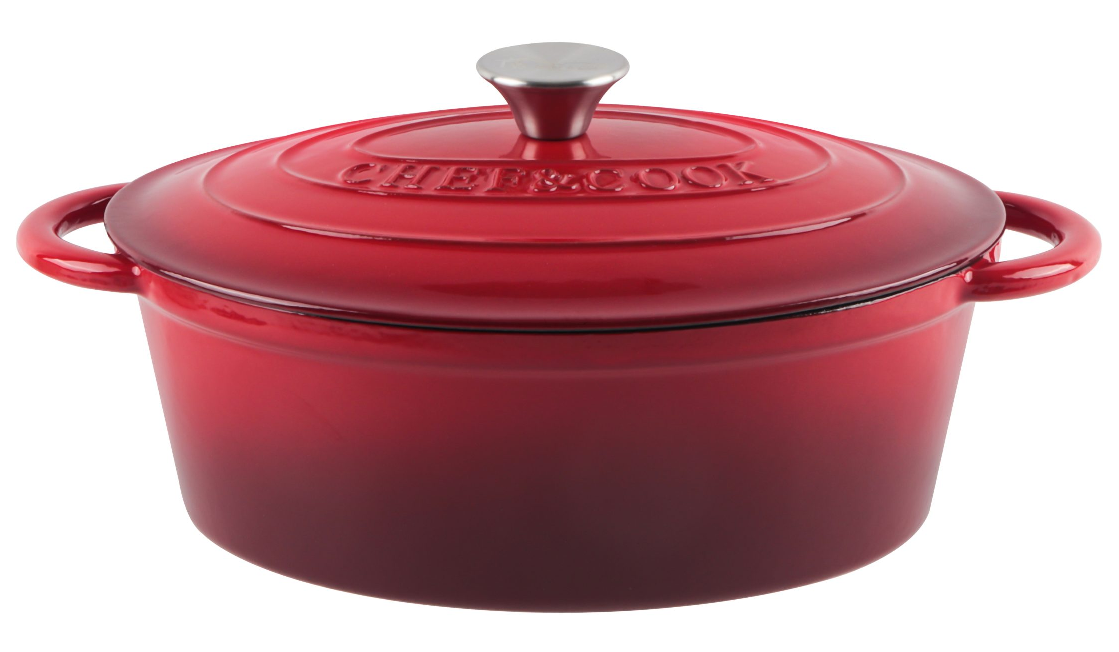 Chef & Cook oval cast iron pot with lid 6.2L