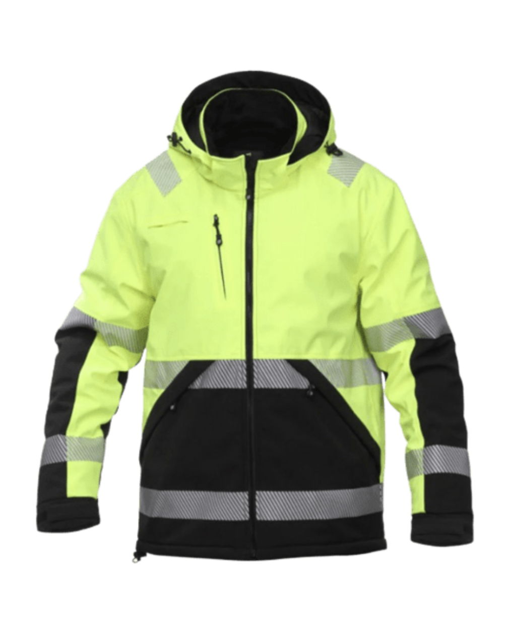 ATLANTA HIVIS softshell hooded winter jacket, yellow/black, L