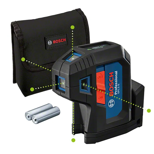 5 punkti laser Bosch GPL 5 G, BG 2x1.5V