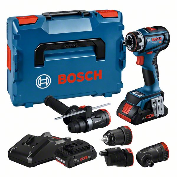 Cordless drill-screwdriver Bosch GSR 18V ​​- 90FC with 4 replaceable cartridges