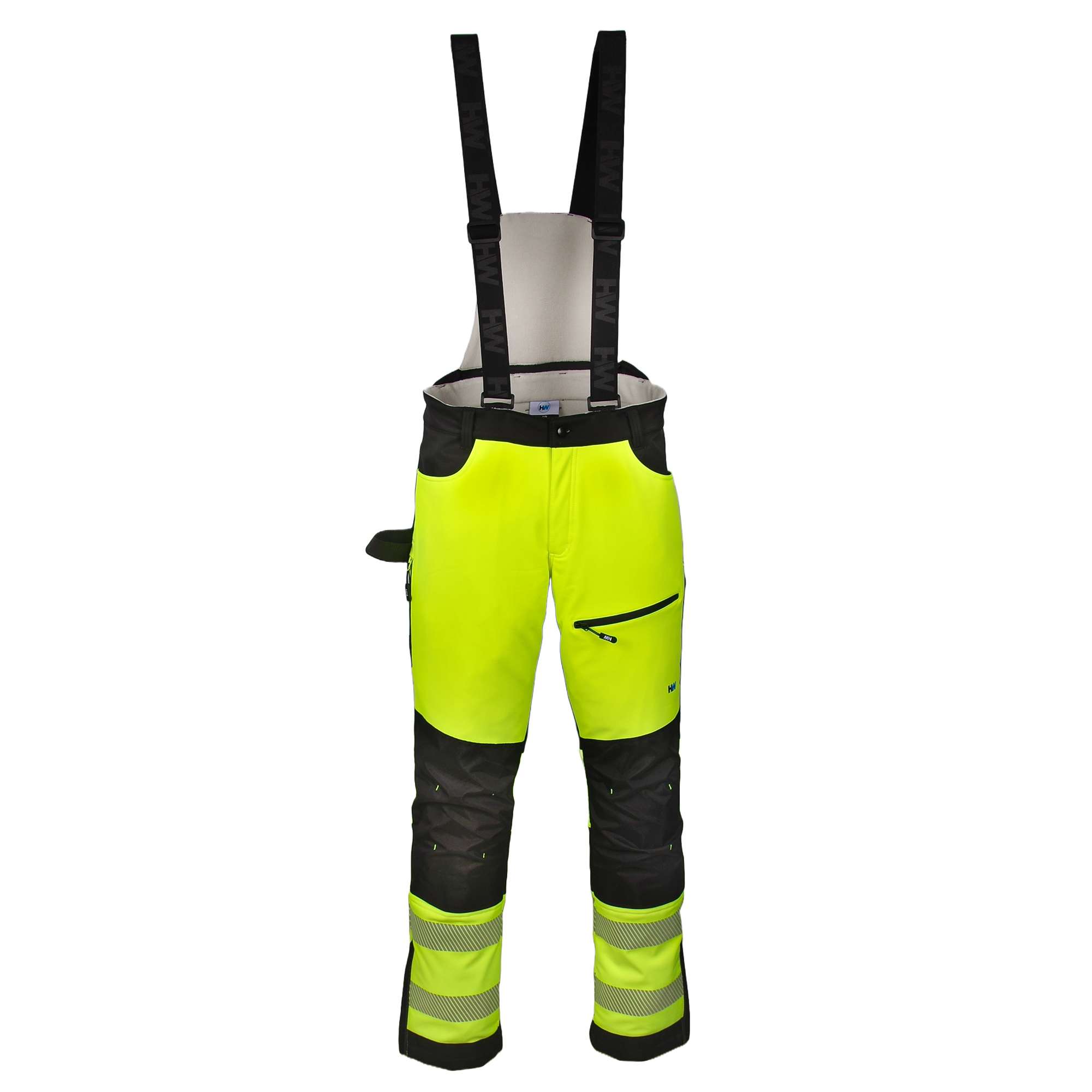 HW Scout softshell warm bib shorts HIVIS yellow
