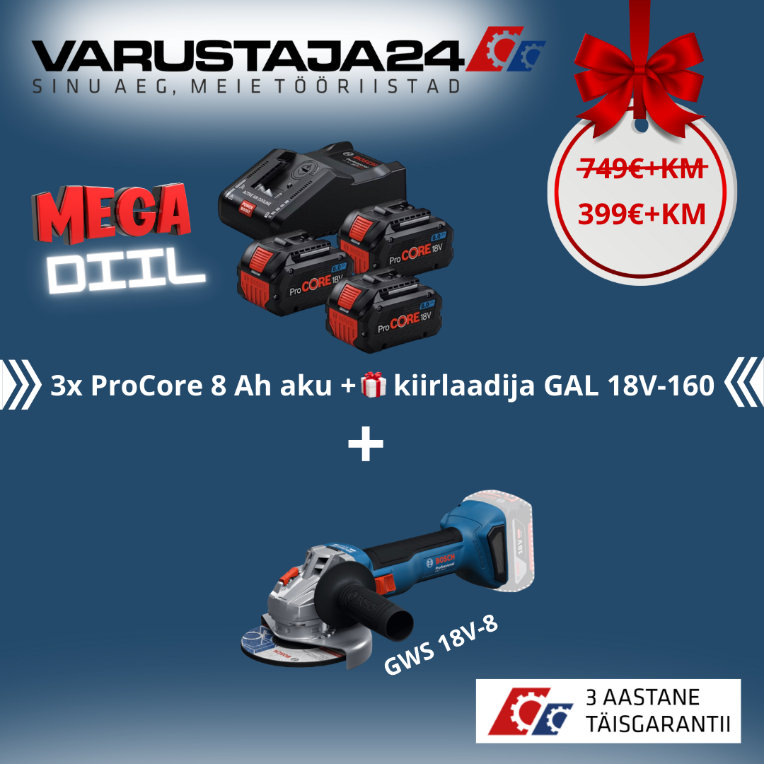 MEGA DEAL 3x8 Ah ProCORE battery + GWS 18V-8 + 3 YEARS FULL WARRANTY