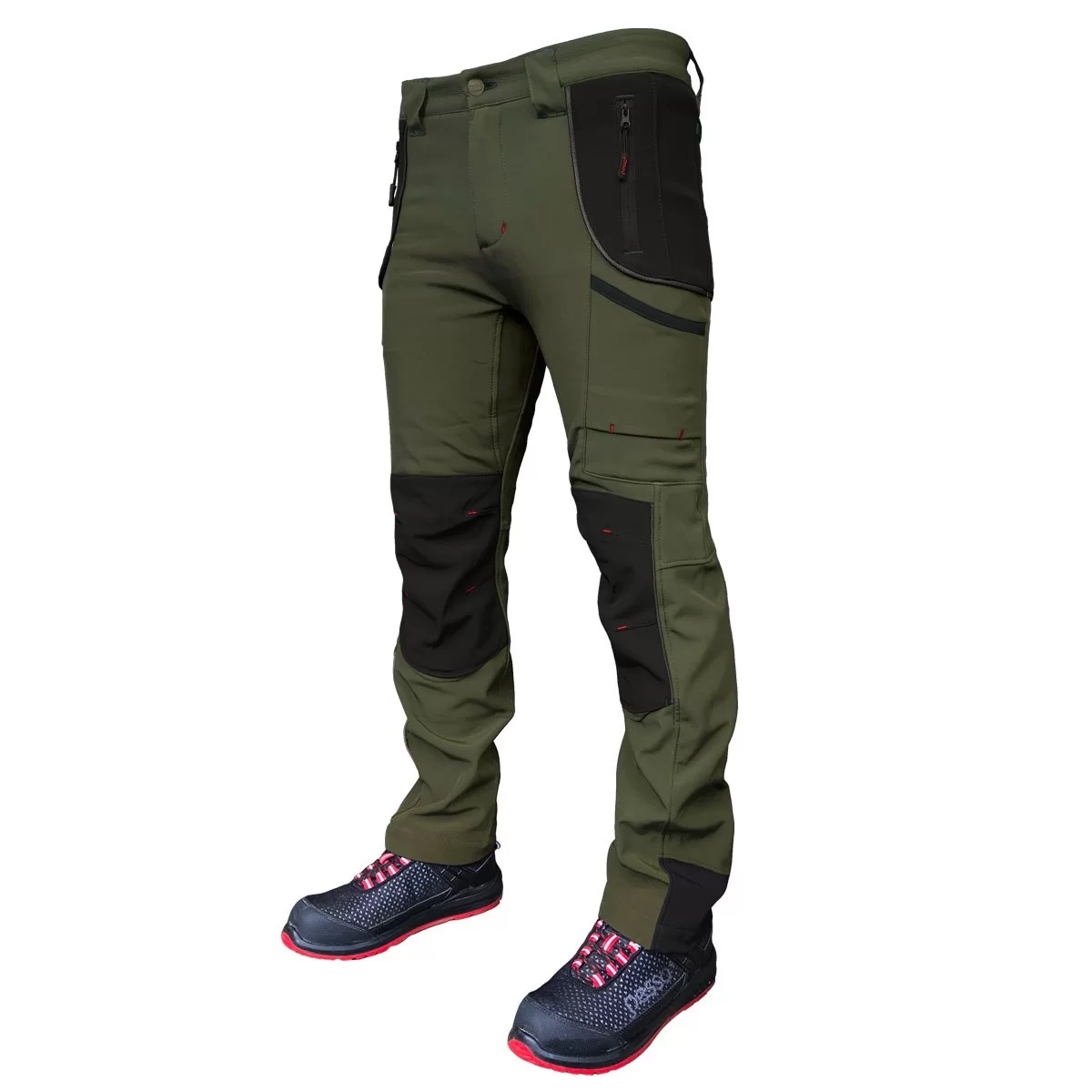 Pesso Nebraska softshell pants, olive green