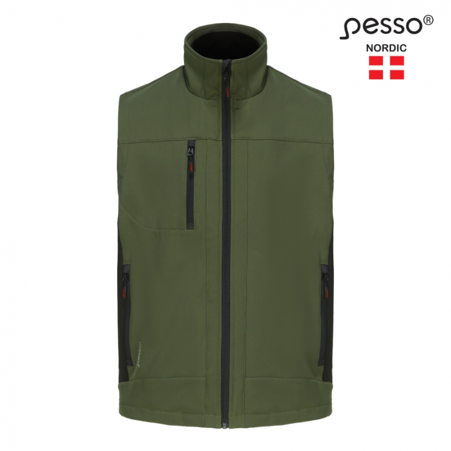 Pesso softshell vest olive green
