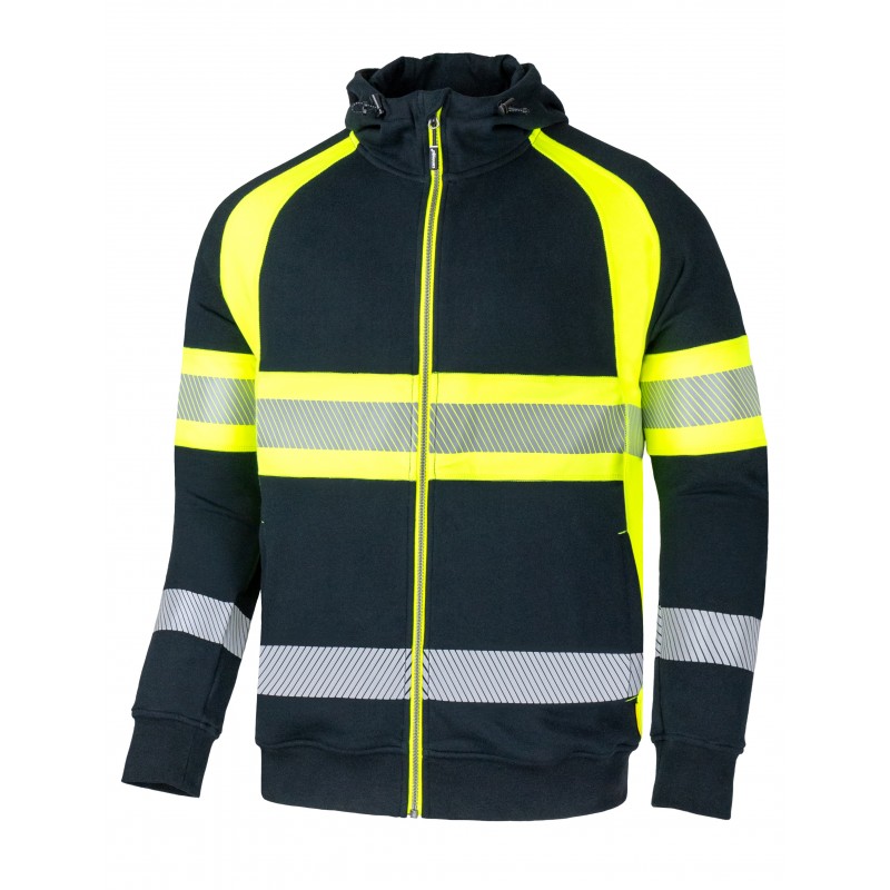 Hooded HIVIS sweatshirt Cannygo Bergo black/neon yellow