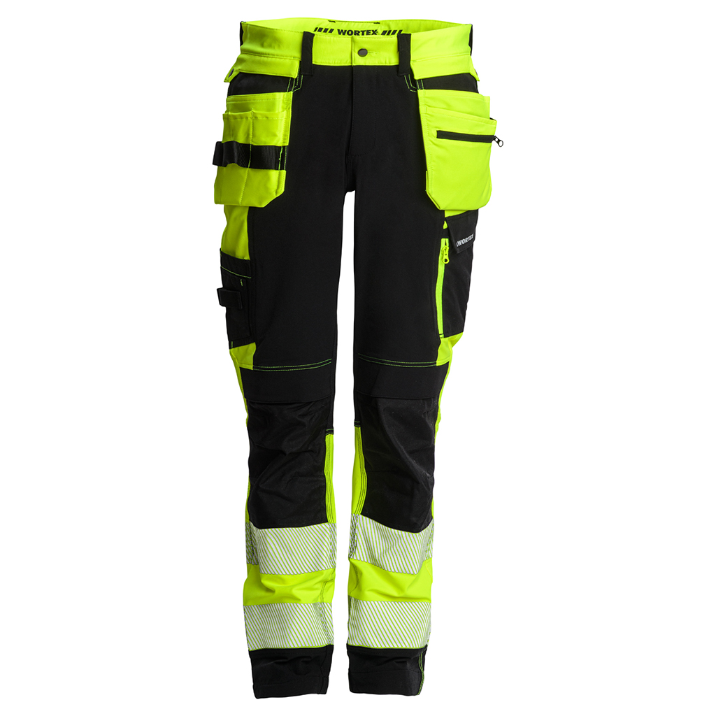 Wortex 935 HIVIS stretch work pants, yellow